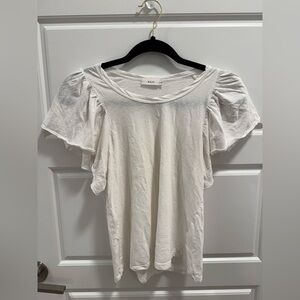 A.L.C. White Flutter Sleeve Cotton Shirt